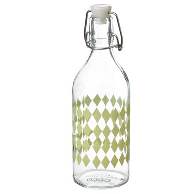 KORKEN瓶塞子,透明玻璃/图案的淡黄色,0.5 l