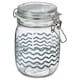 KORKEN罐盖子,透明玻璃/图案的淡蓝色,1 l