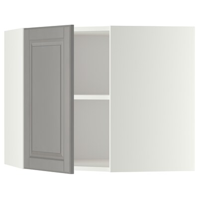 METOD与货架角落壁柜,白色/ Bodbyn灰色68 x37x60厘米