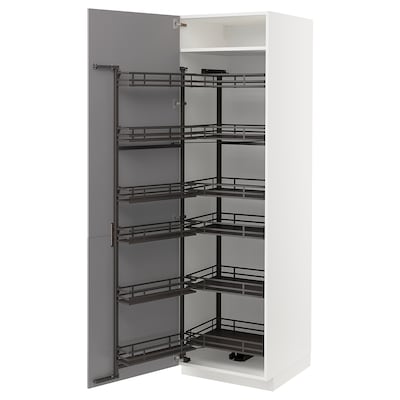 METOD高柜拉拔力食品室,白色/ Bodbyn灰色,x60x200 60厘米