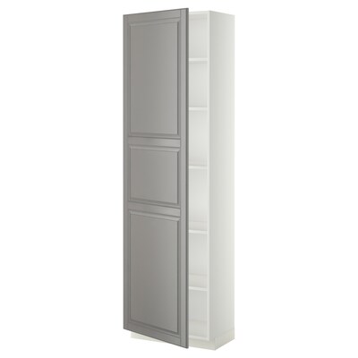 METOD高柜,货架,白色/ Bodbyn灰色,x37x200 60厘米