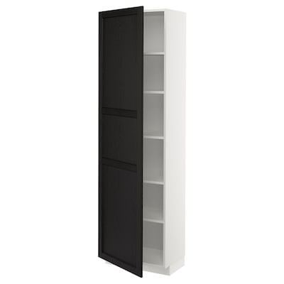 METOD高柜,货架,白色/ Lerhyttan黑色染色,x37x200 60厘米
