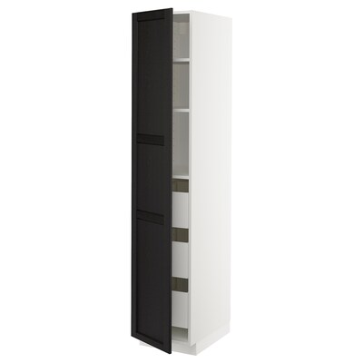 METOD / MAXIMERA高柜的抽屉,白色/ Lerhyttan黑色染色,x60x200 40厘米