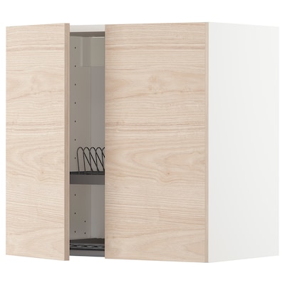 METOD壁柜w餐具滤/ 2门,白色/ Askersund浅灰效果,x37x60 60厘米