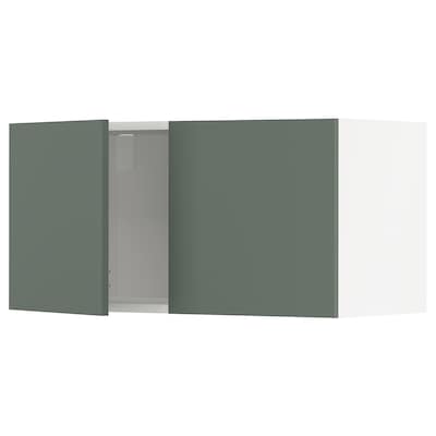 METOD壁柜和2门,白色/ Bodarp灰绿色80 x37x40厘米