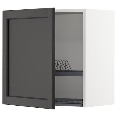 与餐具滤METOD壁柜,白色/ Lerhyttan黑色染色,x37x60 60厘米