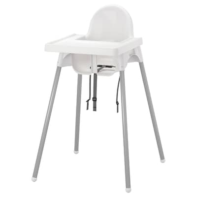 ANTILOP高椅子上,托盘,白色/银色的颜色